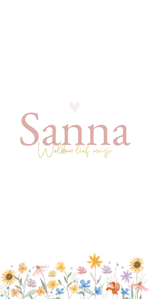 Geboortekaartje Meisje Roze Zomerbloemen Waterverf