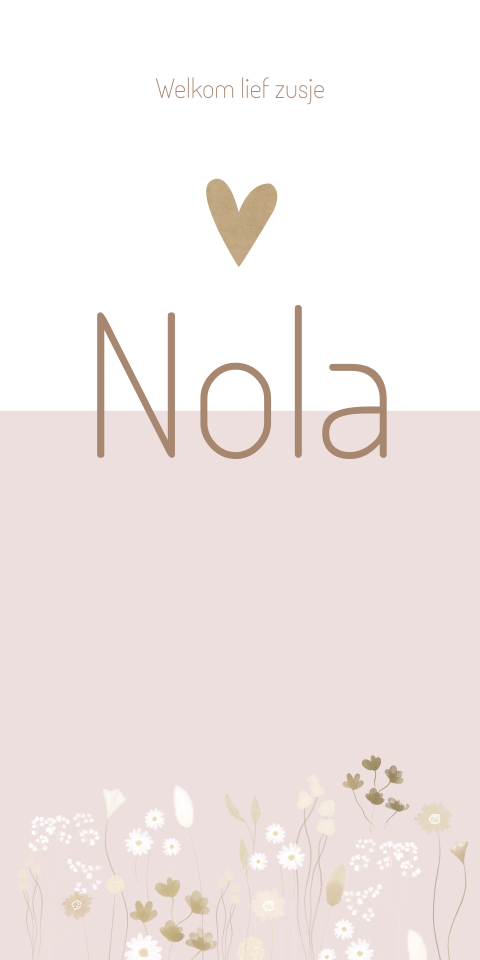 Geboortekaartje meisje bloemen wit roze