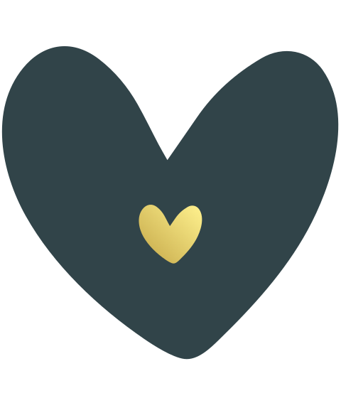 Label Hartje Hartvorm Donkerblauw Goudfolie