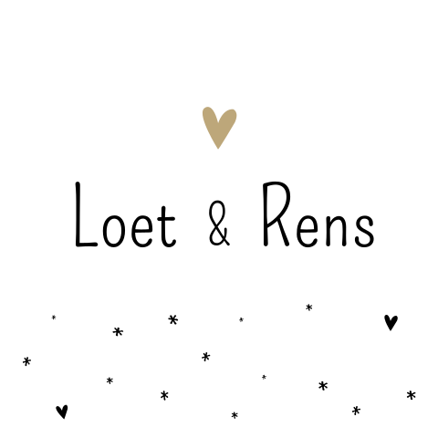 Geboortekaartje tweeling wit zwart hartjes