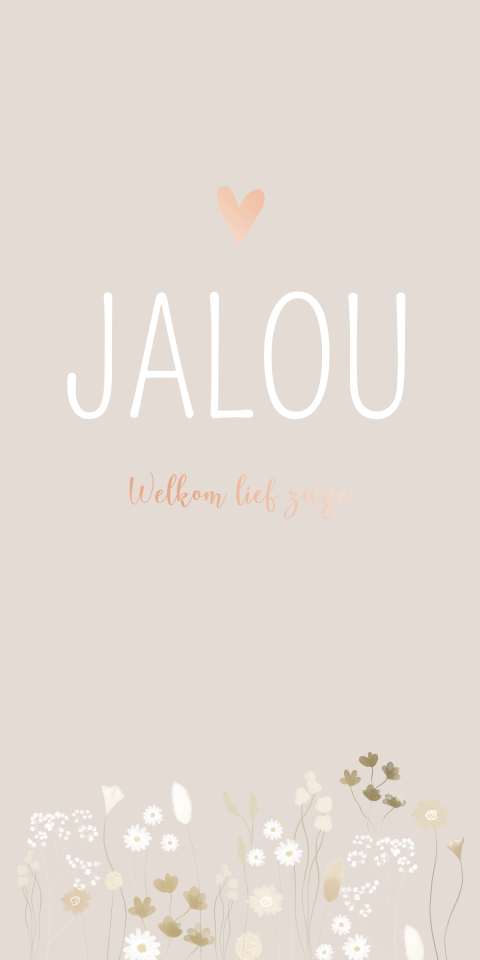 Geboortekaartje Bloemetjes met label