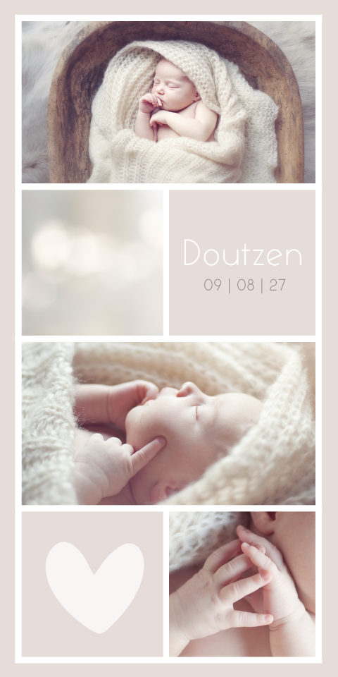 Geboortekaartje Meisje Foto Beige Babyfoto