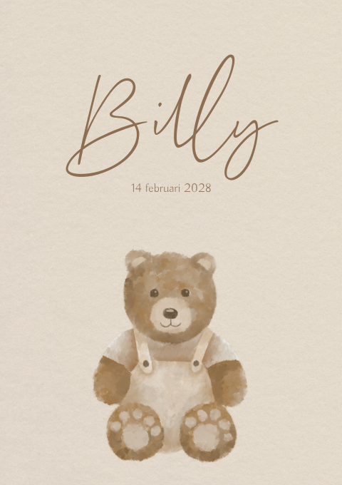 Geboortekaartje Jongen  Beer