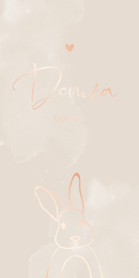 Geboortekaartje Beige Konijntje Lijntekening