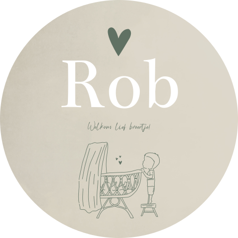 Raamsticker Rond Beige Lijntekening Wiegje