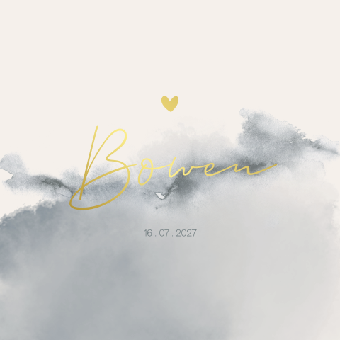 Geboortekaartje Dromerig Beige Blauw Gewolkt