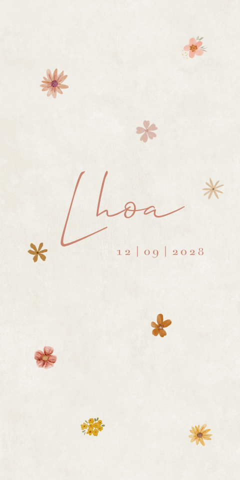 Geboortekaartje Bloemetjes Lente Meisje