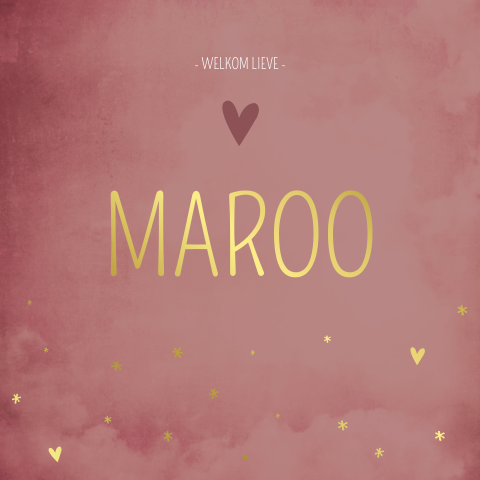 Geboortekaartje roze meisje hartjes sterretjes