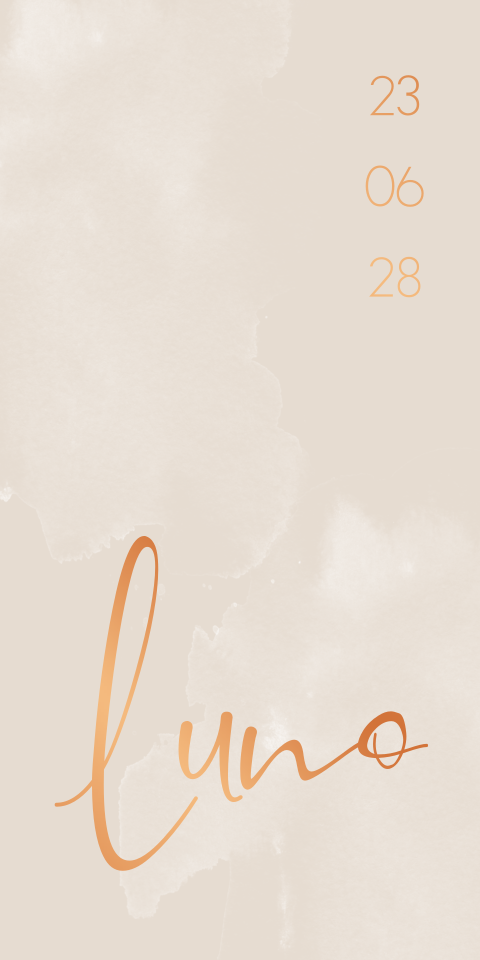 Geboortekaartje Beige Neutraal Koperfolie Modern