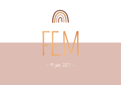 Geboortekaartje Meisje Regenboog Roze Stoer