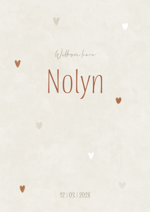 Geboortekaartje Hartjes Neutraal Velvet