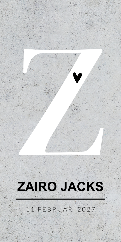 Geboortekaart Jongen Initiaal Stoer Betonlook