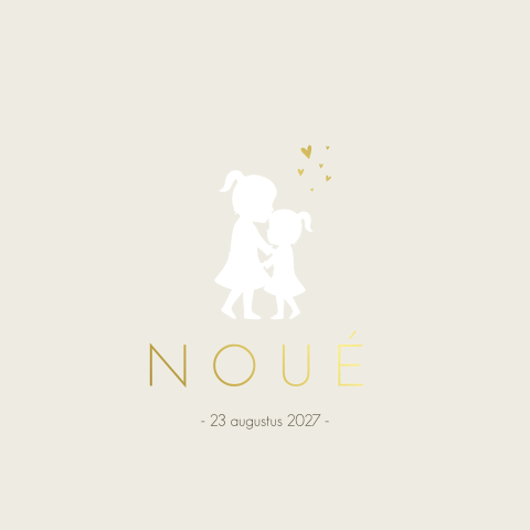 Geboortekaartje meisje silhouet zusjes beige