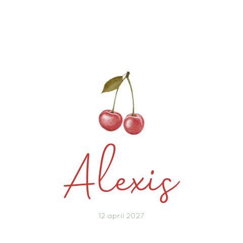 Geboortekaartje Meisje kersjes rood wit