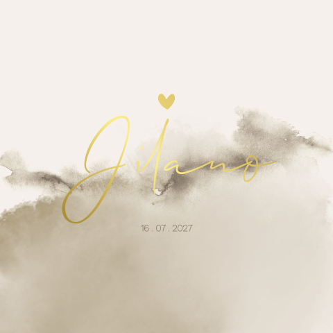 Geboortekaartje Dromerig Beige Bruin Gewolkt