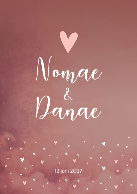 Geboortekaartje Tweeling Lief Hartjes