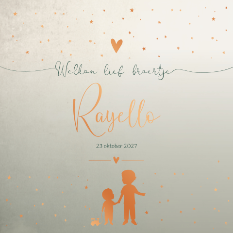 Geboortekaartje Beige Groen Koperfolie Silhouet