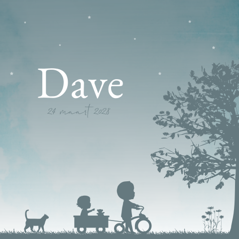 Geboortekaartje Jongen Silhouet Fietsje Boom