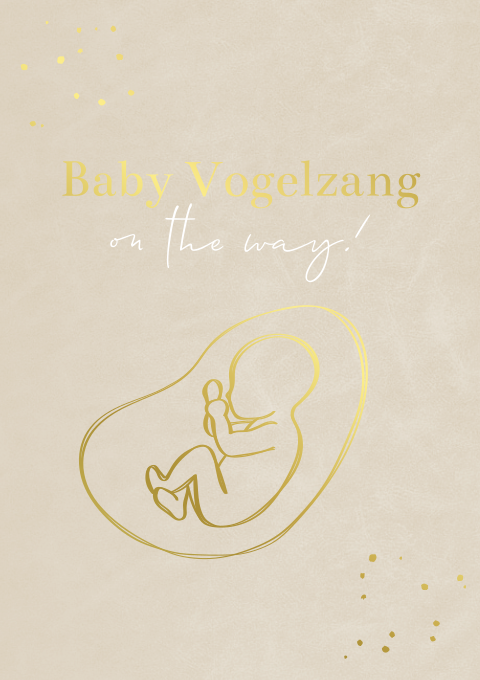 Zwangerschapsaankondiging Gewolkt Beige Goudfolie Baarmoeder