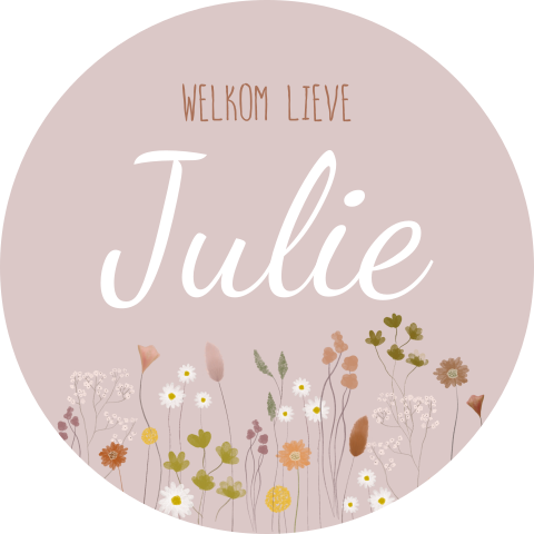 Raamsticker Rond Roze Bloemen Meisje