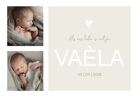 Geboortekaartje Meisje Babyfoto Beige Tijdloos