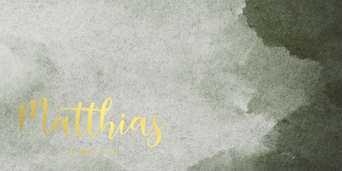 Geboortekaartje Waterverf Groen Romantisch Goudfolie