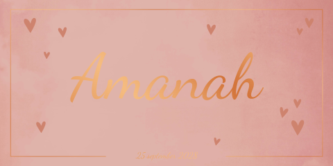 Geboortekaartje koperfolie roze meisje