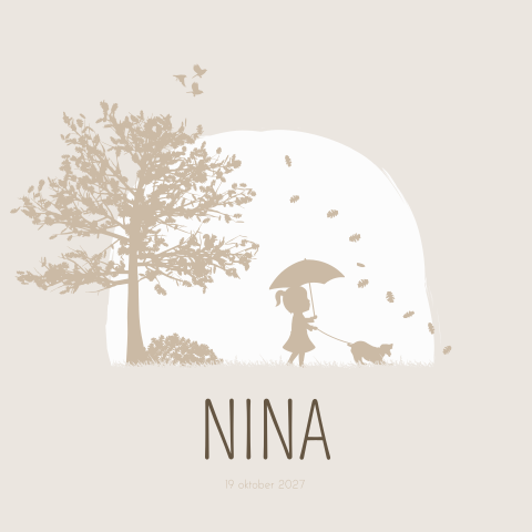Geboortekaartje Meisje Herfst Silhouet Beige