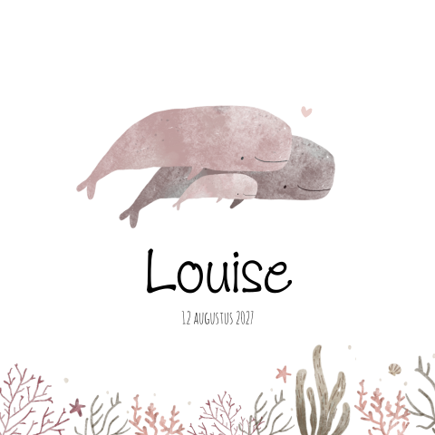 Geboortekaartje Meisje Zee Dieren Water