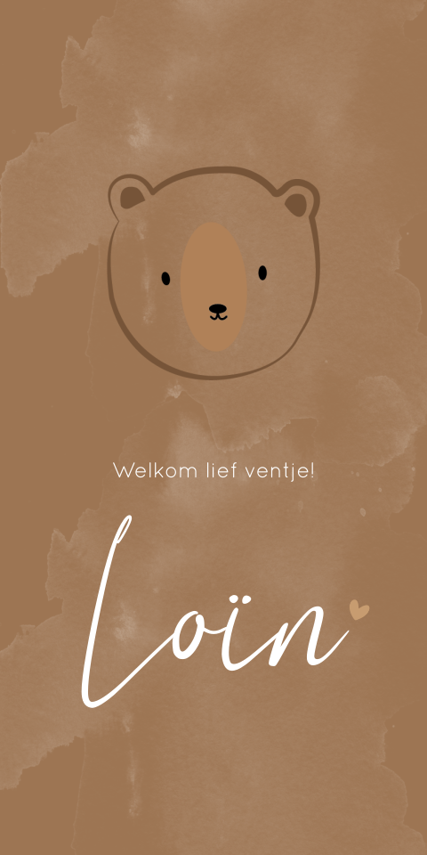Geboortekaartje Jongen Beertje Lijntekening