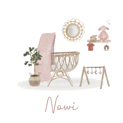 Geboortekaartje Meisje HappyHorse Babykamertje Waterverf