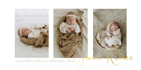 Geboortekaartje goudfolie meisje foto neutraal