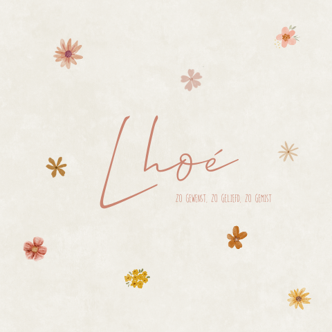 Rouwkaart Meisje Bloemetjes