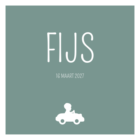 Geboortekaartje jongen groen auto lief