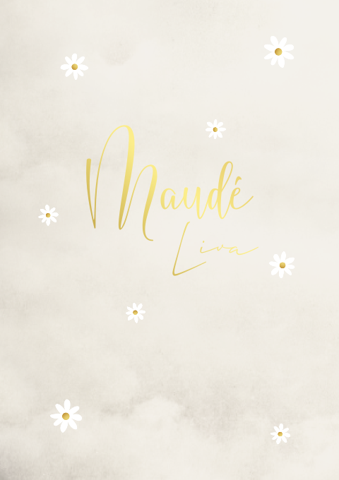 Geboortekaartje Meisje Madeliefjes Creme Bloemetjes