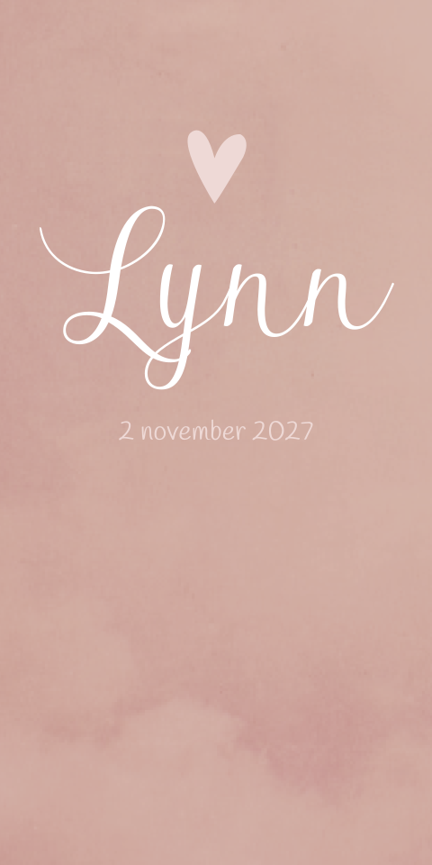 Geboortekaartje Meisje Gewolkt Roze Hartje