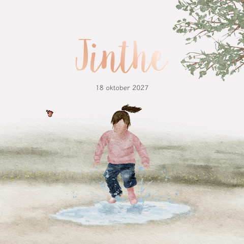 Geboortekaartje Meisje Waterverf Herfst Spring
