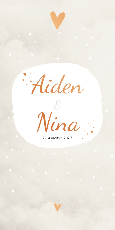 Geboortekaartje Tweeling Beige Romantisch Lief