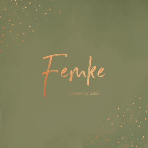 Geboortekaartje Meisje Groen Koper Stoer Stippen