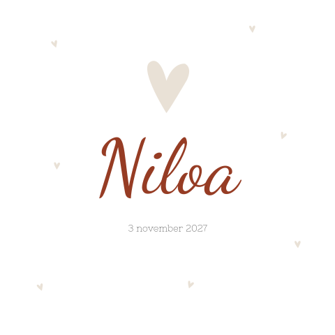 Geboortekaartje Meisje Bordeauxrood Beige Hartjes