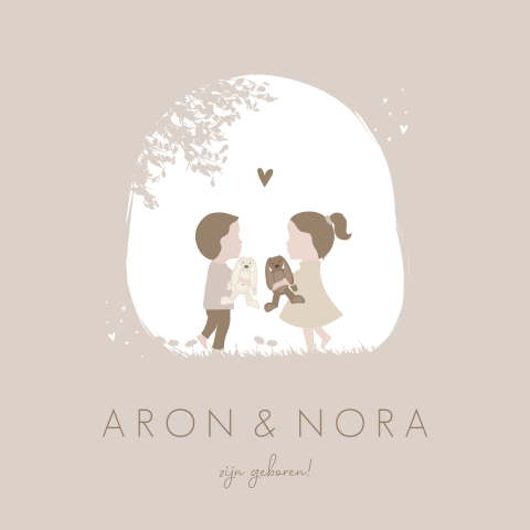 Geboortekaartje Tweeling HappyHorse Beige