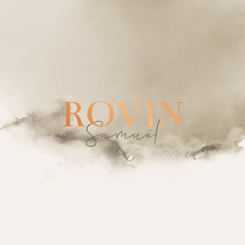 Geboortekaartje Bruin Beige Waterverf Koperfolie