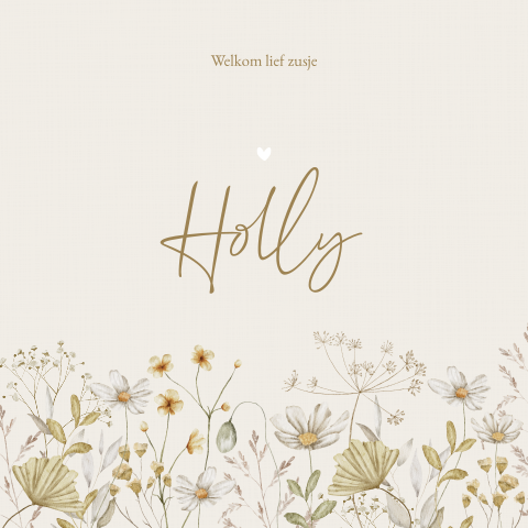 Geboortekaartje Meisje Veldbloemen Aquarel Naturel