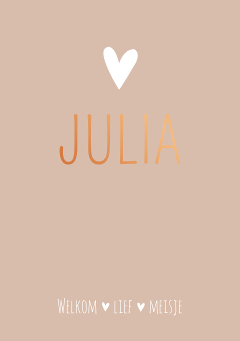 Geboortekaartje Meisje Koper Hartje roze