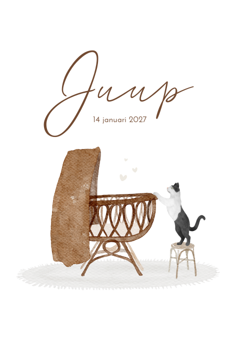 Poster Wiegje Kat Poes Waterverf