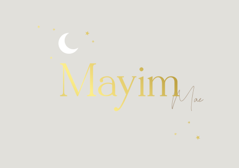 Rouwkaart beige meisje goudfolie sterretjes