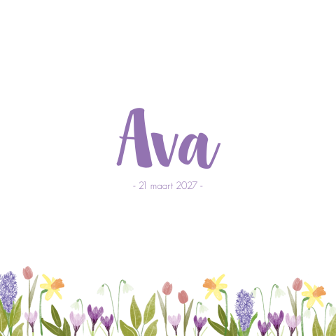 Geboortekaartje Meisje Waterverf Lente Bloemen
