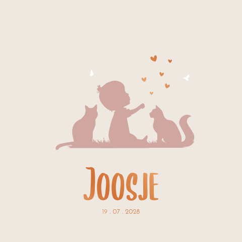 Geboortekaartje Poezen Kindje Silhouet Baby