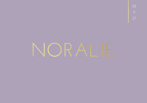 Geboortekaartje lila paars Goudfolie Klassiek