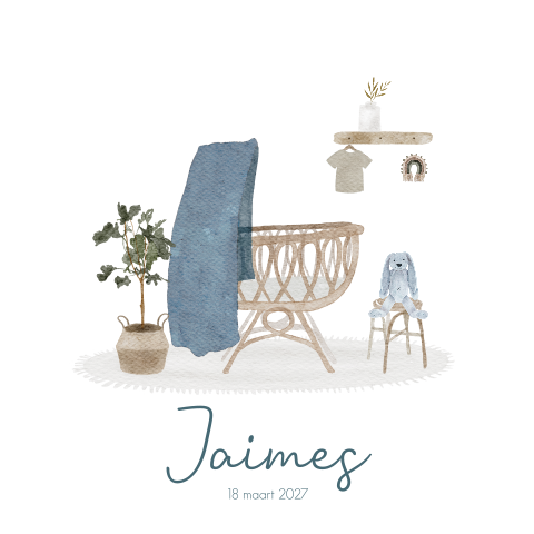 Geboortekaartje Jongen HappyHorse Babykamertje Waterverf